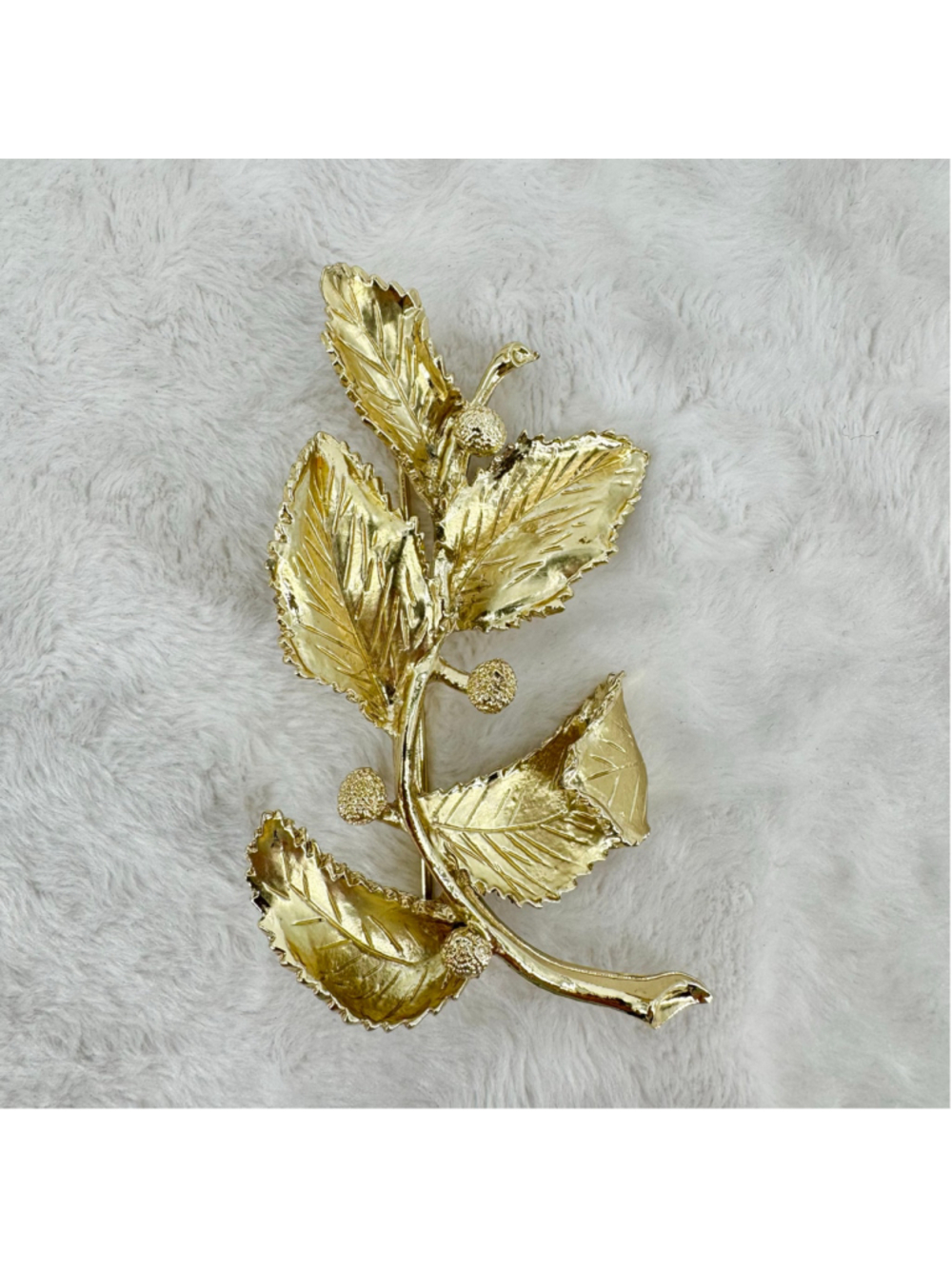 Vintage Leaves Branch Brooch Pin Gold Tone CORO Statement Piece 3.25 Inches